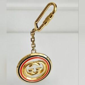 Gucci GG Interlocking Blue & Red Sherry Line Bag Charm / Key Chain